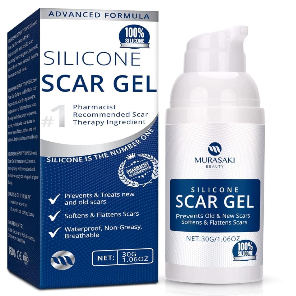 100% Silicone Scar Gel Scar Cream - Advanced Scar Gel for Surgical Scars, C-Section, Stretch Marks, Acne, Injury, Burns, Keloids, Old and New Scars 1.06oz(30g) (Maximum Strength 100% Silicone)