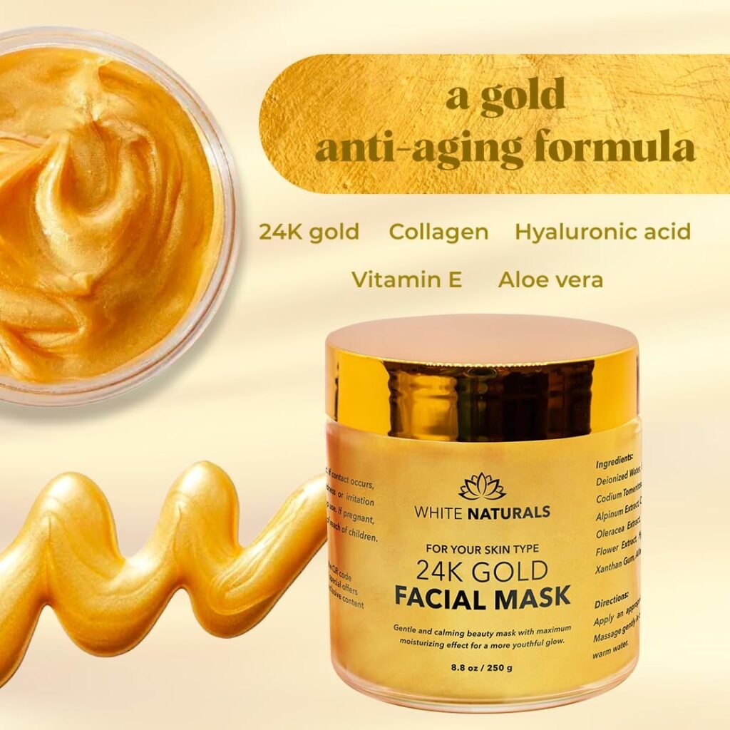 24K Gold Facial Mask, Anti-Aging Gold Face Mask For Flawless  Moisturizes Skin, Helps Reduces Wrinkles, Fine Lines  Acne Scars, Removes Blackheads, Dirt  Oils