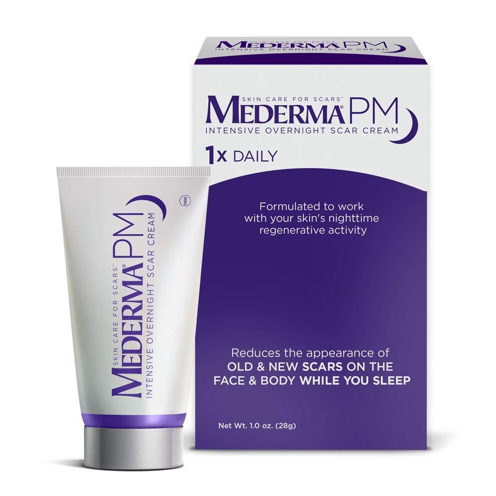 Mederma PM Intensive Overnight Scar Cream - Works with Skins Nighttime Regenerative Activity - Once-Nightly Application is Clinically Shown to Make Scars Smaller  Less Visible - 1 Ounce