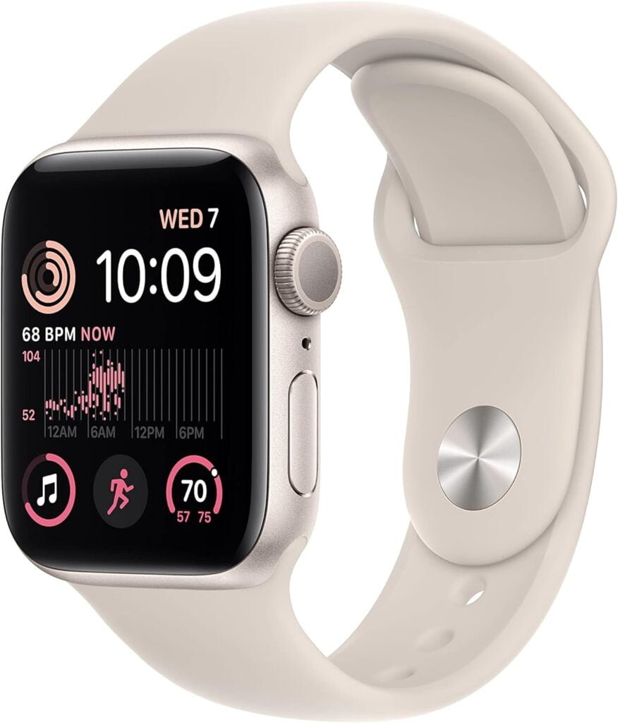 Apple Watch SE (2nd Gen) (GPS, 40mm) - Starlight Aluminum Case with Starlight Sport Band, S/M (Renewed)