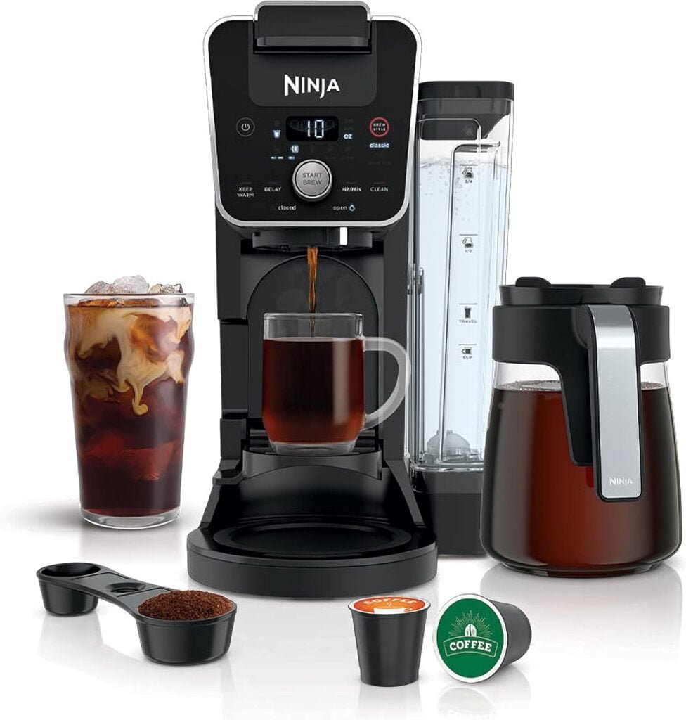 Ninja DualBrew 12-Cup Drip, Single-Serve for Coffee Pods, Black (Renewed) (3 Brew Styles)