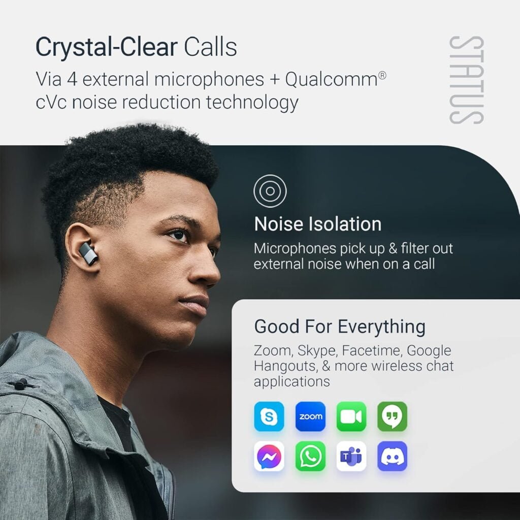 Status Audio Between Pro True Wireless Earbuds - Small Charging Case - 4 Microphones - Hybrid Triple Driver - 12 + 36 Hour Battery - Bluetooth 5.2 - Noise-Isolating Fit ( Renewed) (Renewed)