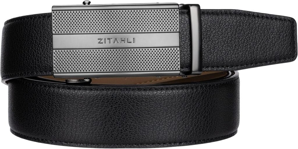 Zitahli Belt Men, Ratchet Belt Dress with 1 3/8 Premium Leather,Slide Belt with Easier Adjustable Automatic Buckle