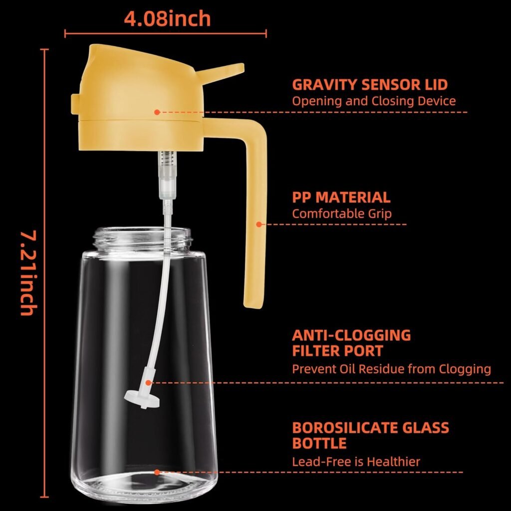 16oz Oil Dispenser Bottle for Kitchen - 2 in 1 Olive Oil Dispenser and Oil Sprayer - 470ml Olive Oil Bottle - Oil Sprayer for Cooking, Kitchen, Salad, Barbecue Green