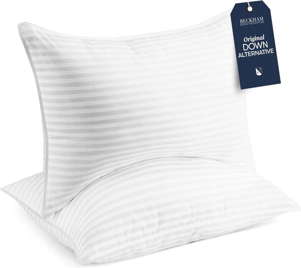 Beckham Hotel Collection Bed Pillows Standard / Queen Size Set of 2 - Original Down Alternative Pillow for Sleeping - Bedding for Back, Stomach or Side Sleepers