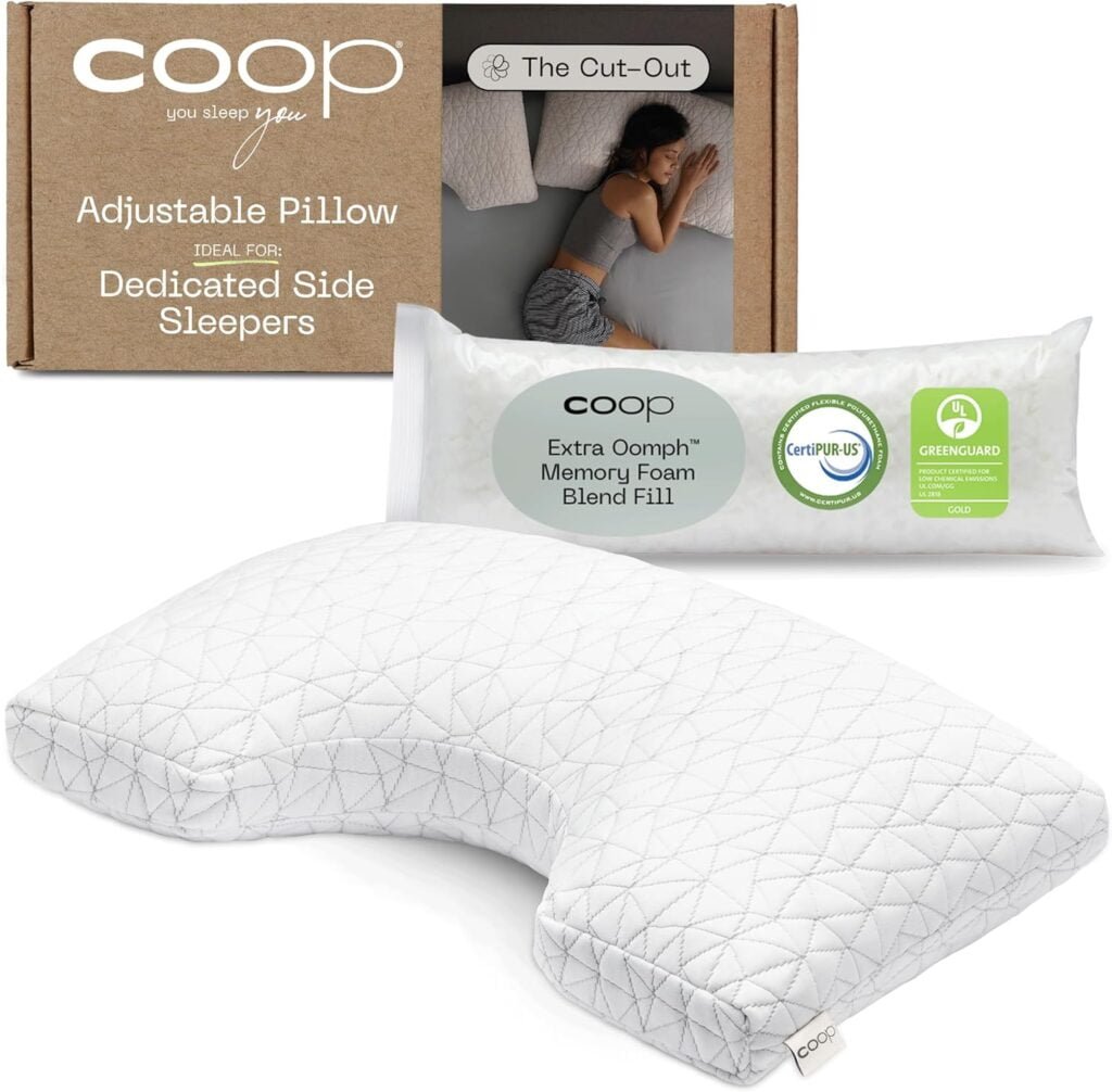 Coop Home Goods The Original Crescent Adjustable Pillow, Queen Bed Pillows for Shoulder, Neck  Head Support, Crescent Foam Pillows - Medium Firm for Back  Side Sleeper, CertiPUR-US/GREENGUARD Gold