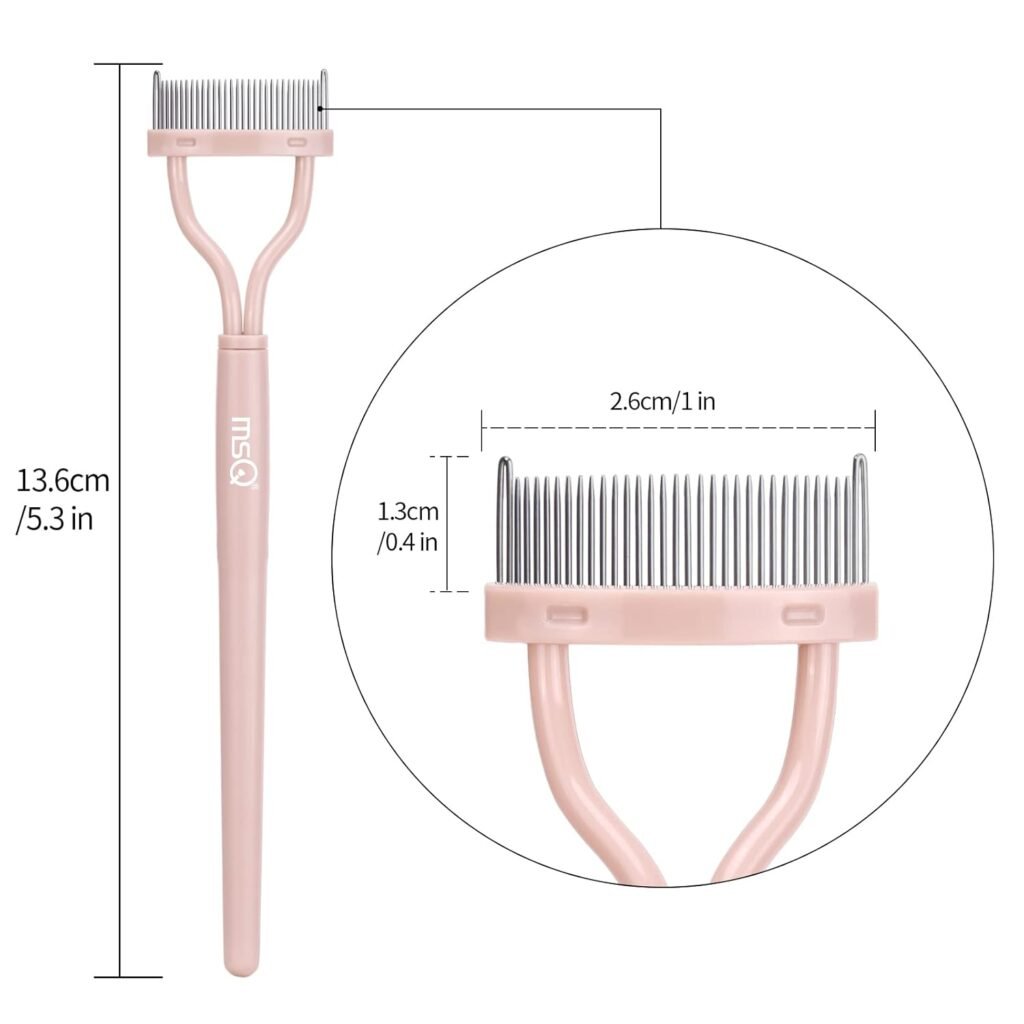 Eyelash Comb Separator MSQ Eyelash Mascara Brush and Comb Lash Separator With Comb Cover Arc Designed Cosmetic Brushes Tool Pink (1PCS)