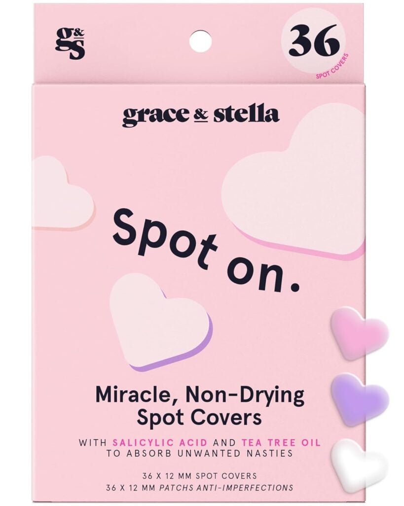 grace  stella Pimple Patches For Face (Heart, 36 Count) - Hydrocolloid Acne Patches for Face - Dermatologist Tested, Vegan, Cruelty-Free Zit Patches for Face, Blemish Patches, Pimple Stickers