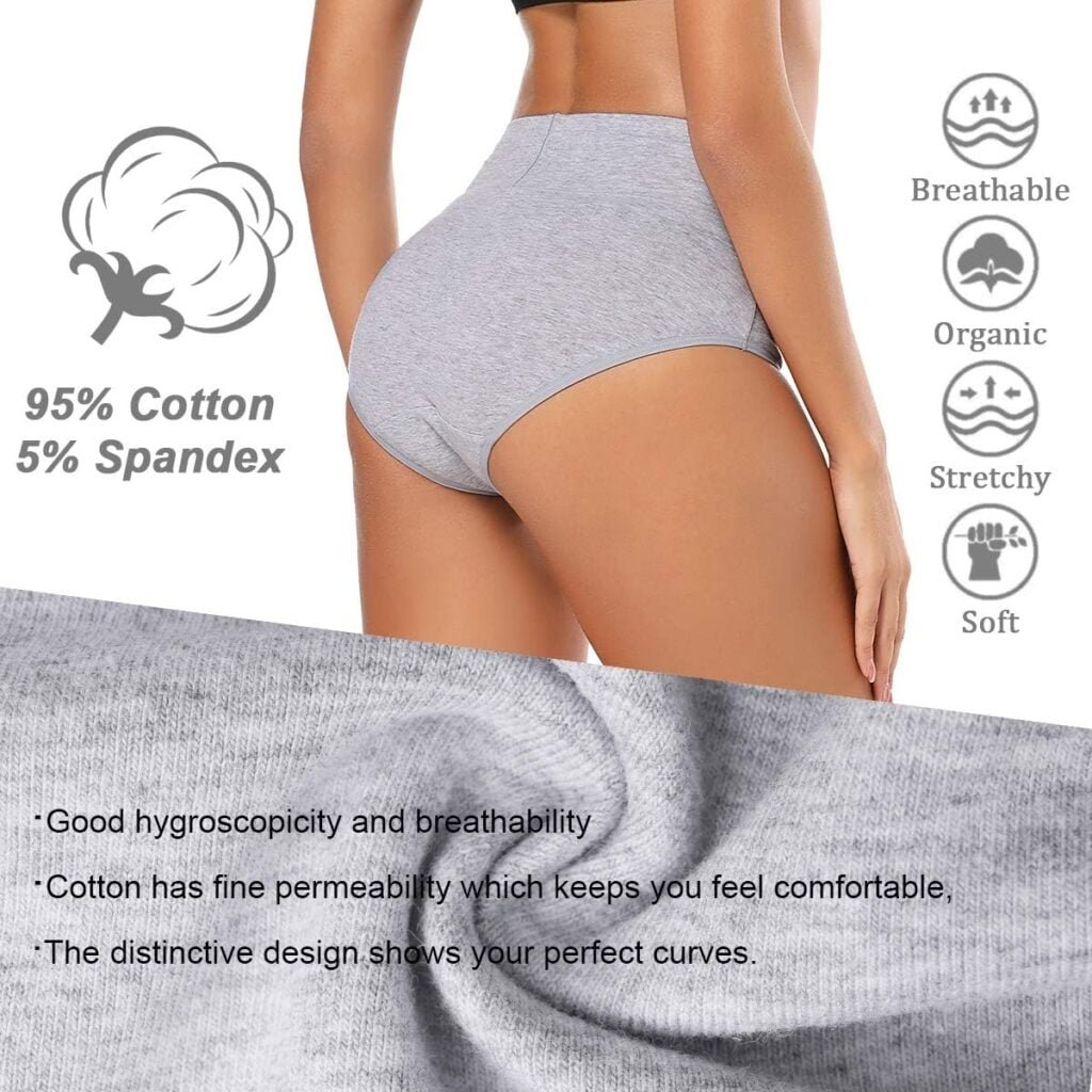 Molasus Womens Cotton Underwear High Waisted Full Coverage Ladies Panties (Regular  Plus Size)