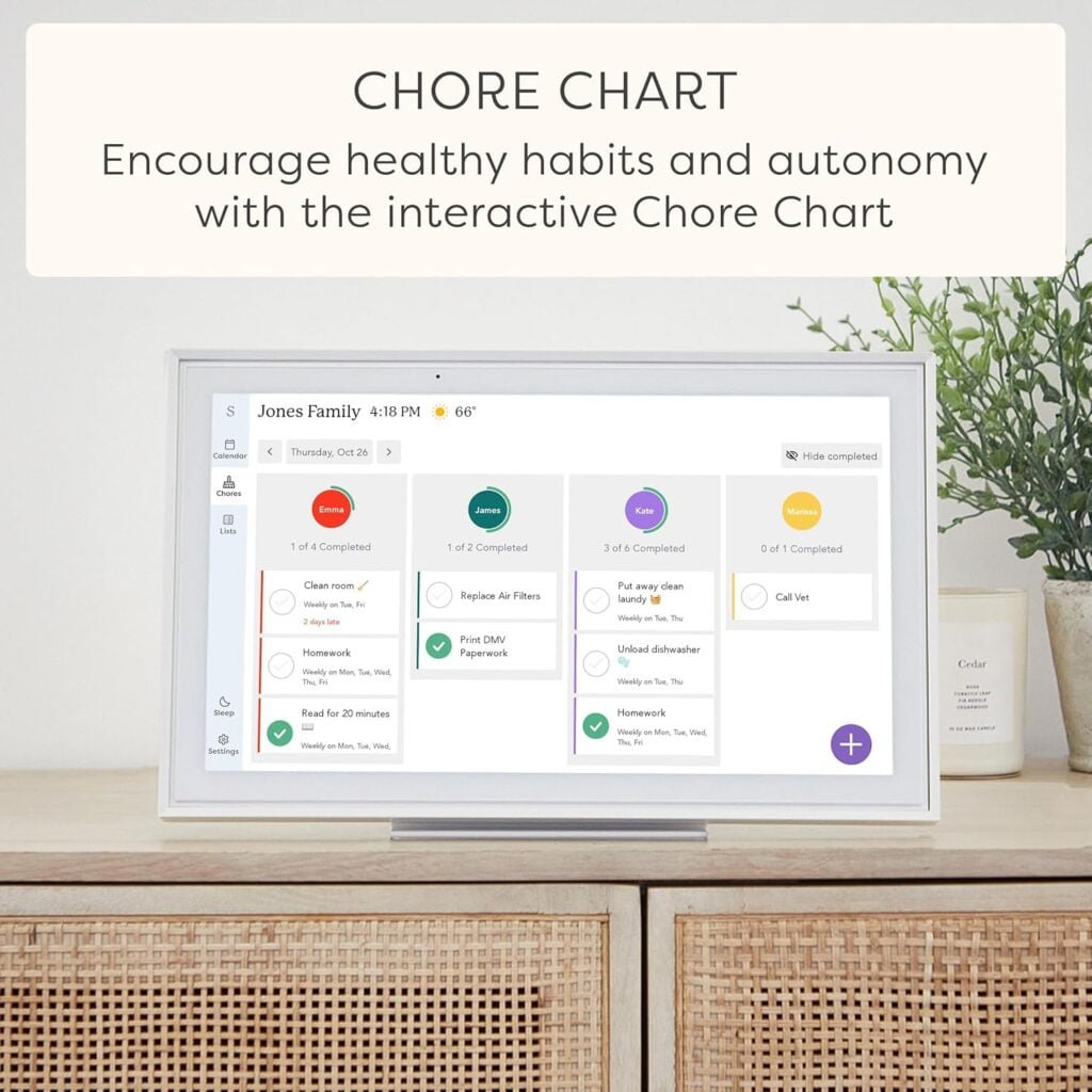 Skylight Calendar: 15 inch Digital Calendar  Chore Chart, Smart Touchscreen Interactive Display for Family Schedules - Wall Mount Included