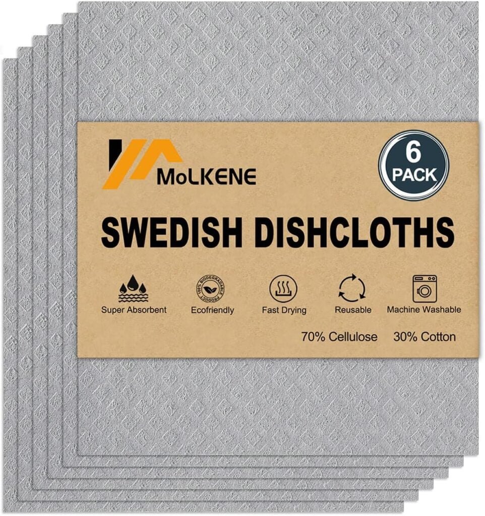 Swedish Dish Cloths - 10 Pack Reusable Kitchen Dishcloths - Ultra Absorbent Dish Towels for Washing Dishes - Cellulose Sponge Cloth Cleaning Rag - Assorted