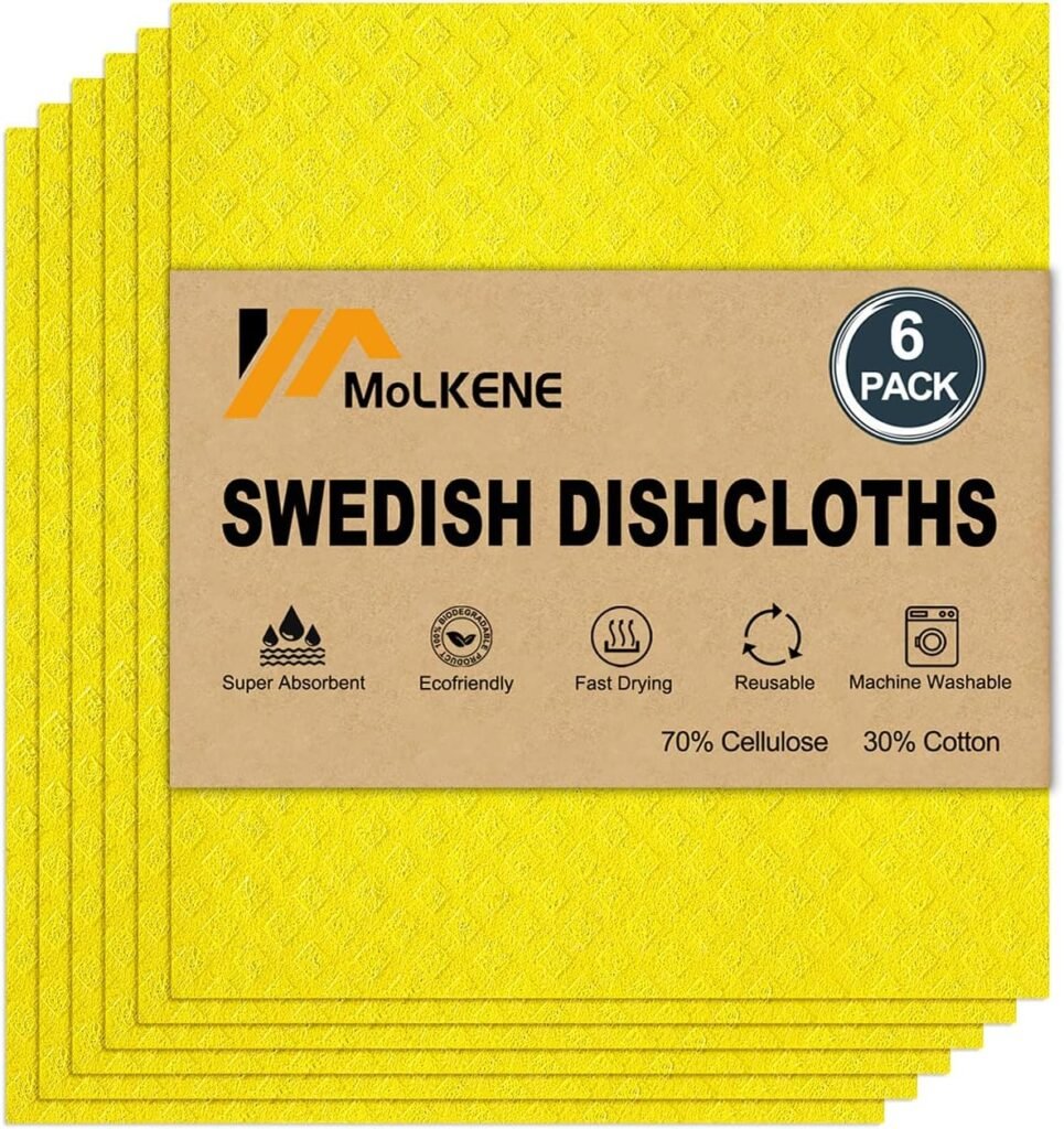 Swedish Dish Cloths - 10 Pack Reusable Kitchen Dishcloths - Ultra Absorbent Dish Towels for Washing Dishes - Cellulose Sponge Cloth Cleaning Rag - Assorted