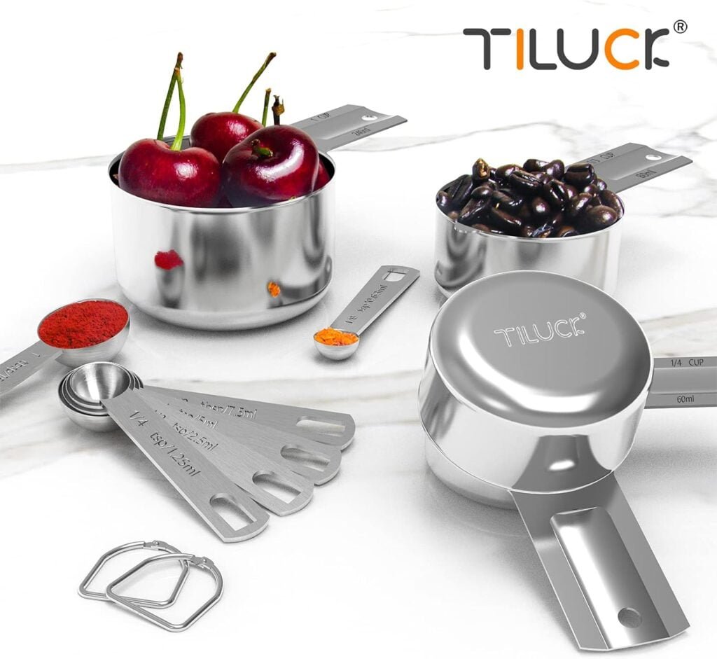 TILUCK Stainless Steel Measuring Cups  Spoons Set, Cups and Spoons,Kitchen Gadgets for Cooking  Baking (XX-Large)