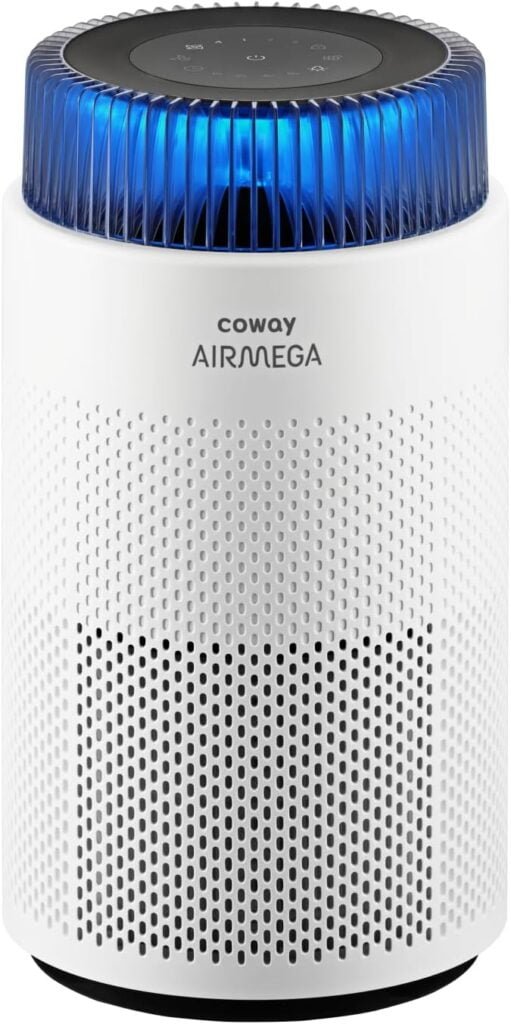 COWAY Air Purifiers for Bedroom Home up to 810 ft², True HEPA Filter for Smoke, Allergies, Pet Dander, Odor, AQI Monitor, AutoSleep Mode, Timer, Filter Indicator, Night Light, 3yr Warranty, 100 White