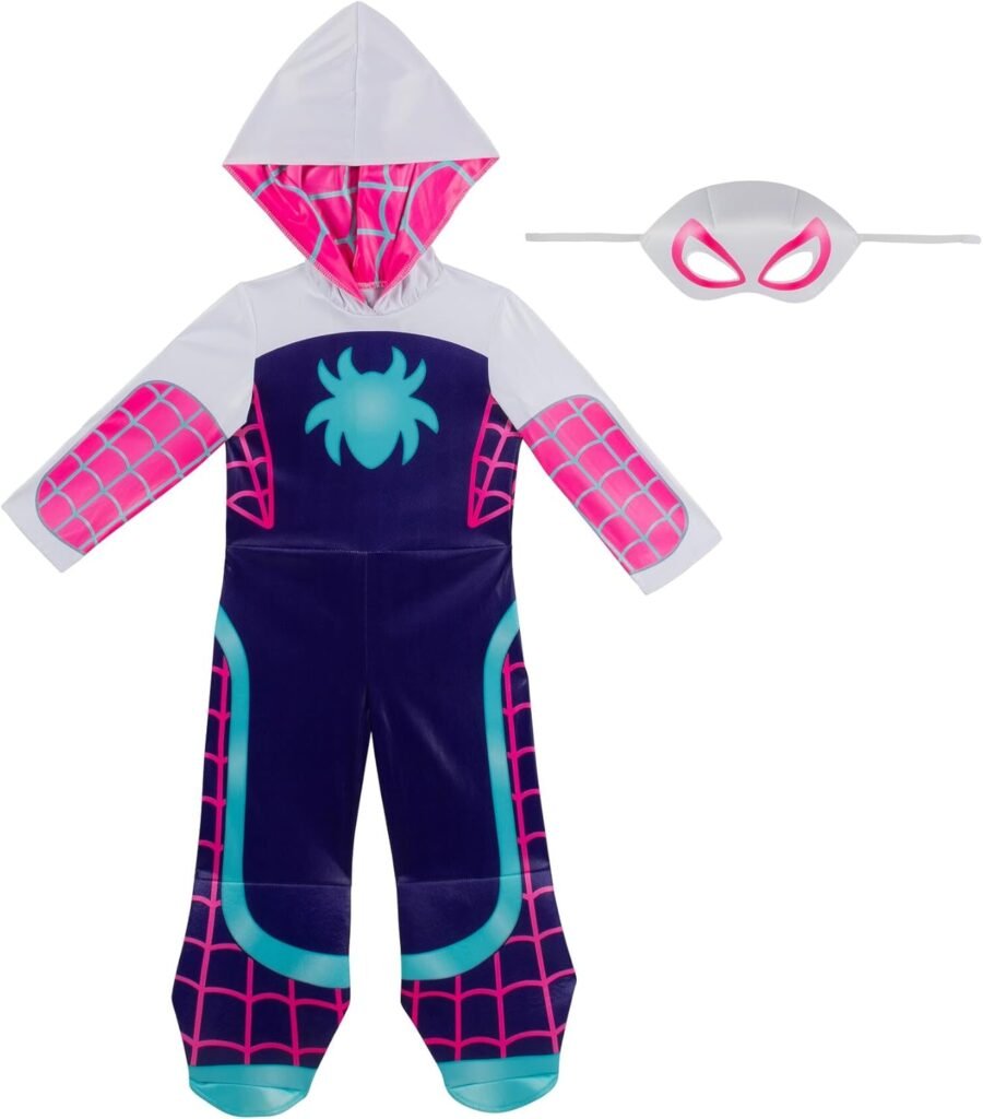 Marvel Spider-Man Official Toddler Halloween Costume - Premium Quality Hooded Jumpsuit and Fabric Headpiece (3T-4T)