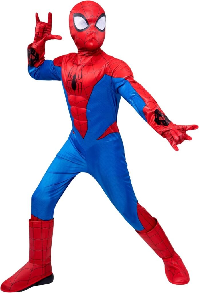 MARVEL Spider-Man Official Youth Halloween Costume - Padded Jumpsuit with Gloves and Detachable Mask