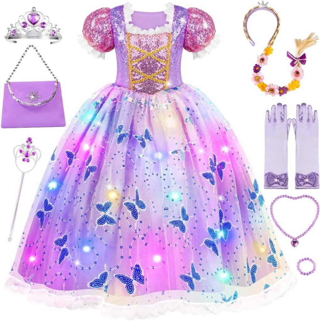 Meland Princess Dresses for Girls - Light Up Princess Costume for Little Girls, Halloween Costumes for Girls Toddler Age 3-10