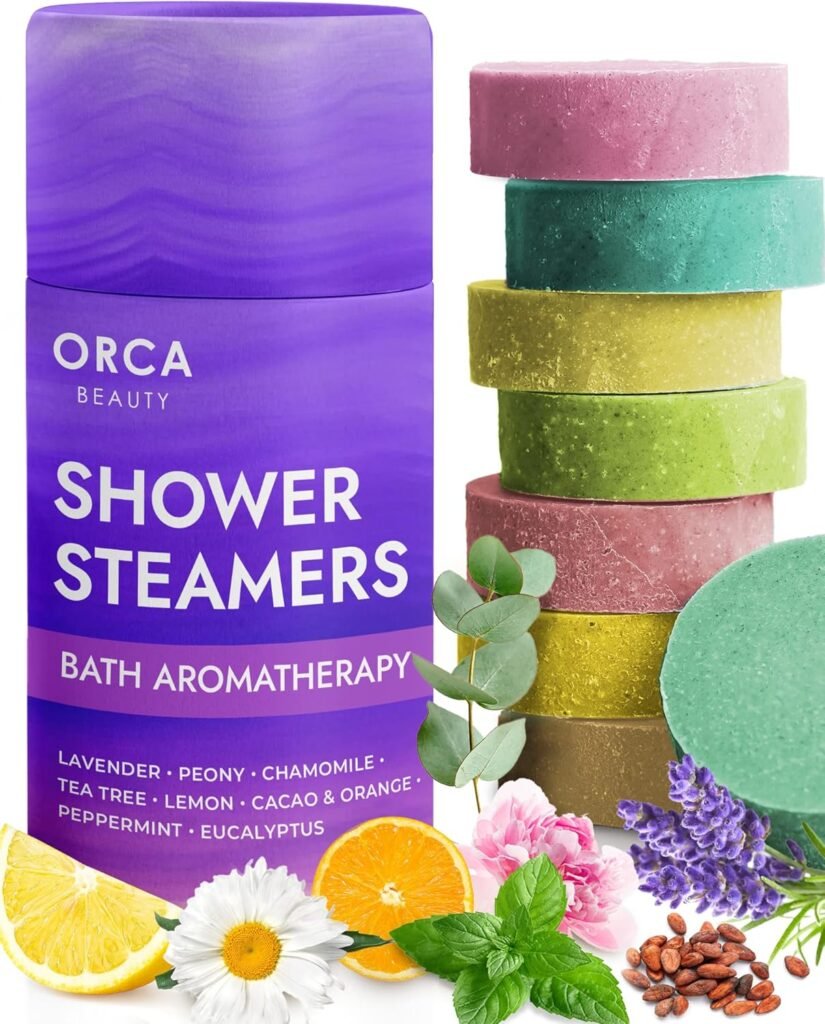 Shower Steamers (8 Scents) Includes Eucalyptus Shower Bomb, Relaxation Gifts for Women, Self Care Birthday Gifts, Unique Spa Gifts Shower Tablets, Shower Steamer Aromatherapy for Women  Men