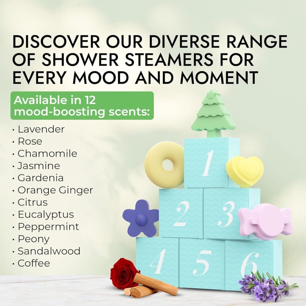 Shower Steamers (8 Scents) Includes Eucalyptus Shower Bomb, Relaxation Gifts for Women, Self Care Birthday Gifts, Unique Spa Gifts Shower Tablets, Shower Steamer Aromatherapy for Women  Men