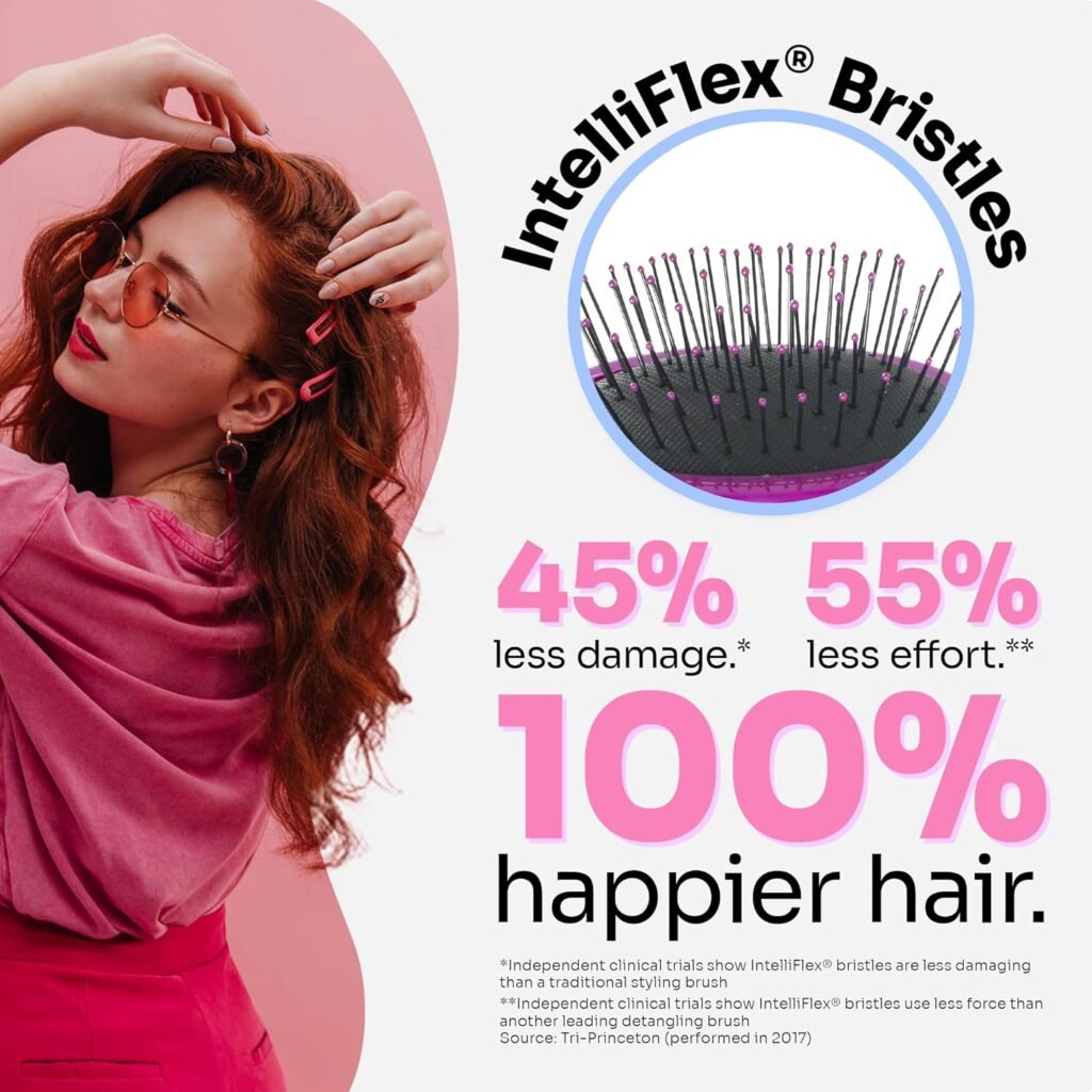 Wet Brush Mini Detangler Hair Brush, Purple (Desert Afterglow) - Detangling Travel Hair Brush - Ultra-Soft IntelliFlex Bristles Glide Through Tangles with Ease - Pain-Free - All Hair Types