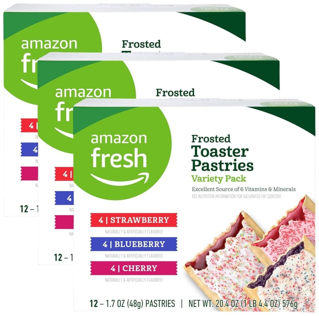 Amazon Fresh - Toaster Pastries Variety Pack (Strawberry, Blueberry, Cherry), 12ct