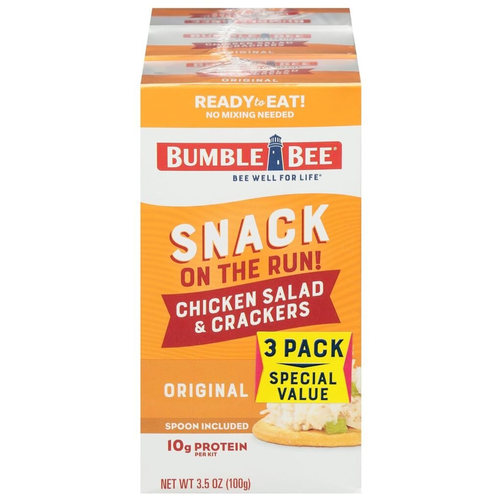 Bumble Bee Snack on the Run Chicken Salad with Crackers Kit, Ready to Eat, Spoon Included - Shelf Stable  Convenient Protein Snack, 3.5 Ounce (Pack of 3)