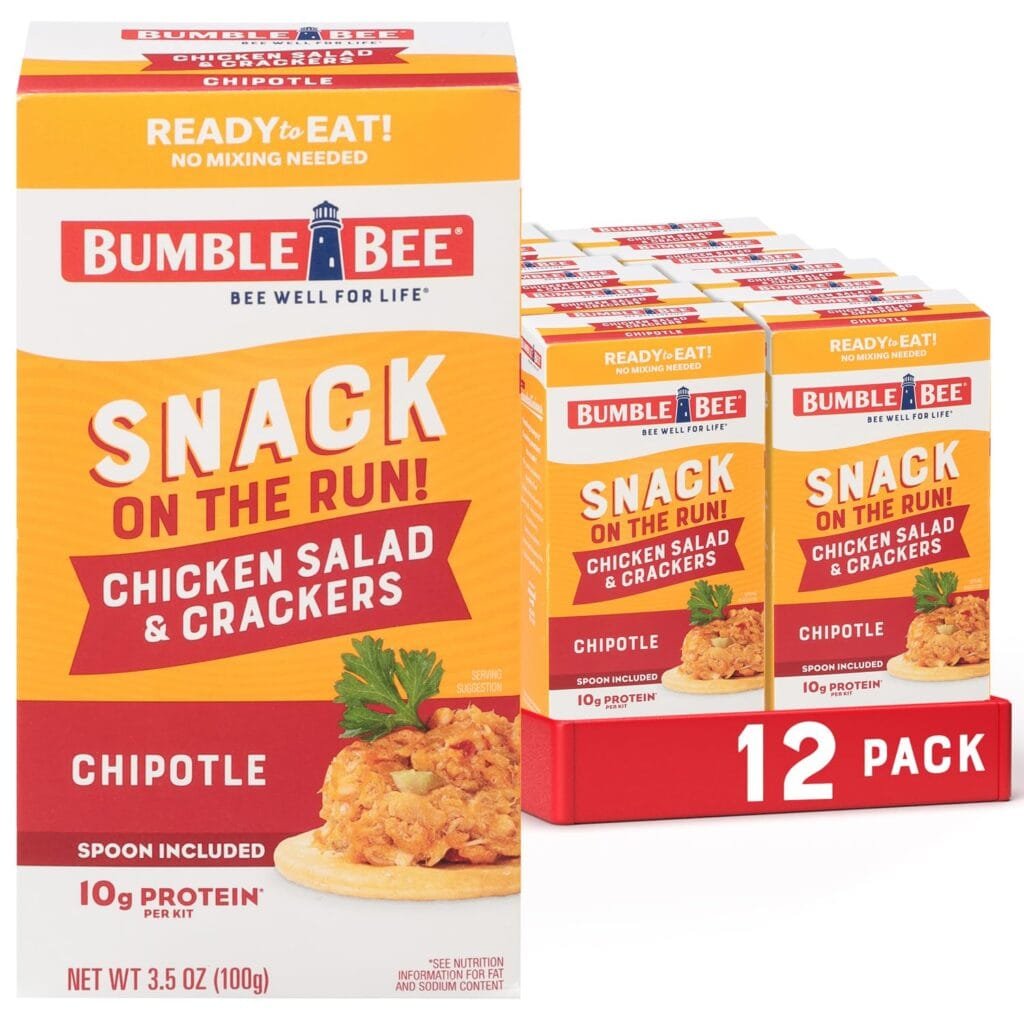 Bumble Bee Snack on the Run Chicken Salad with Crackers Kit, Ready to Eat, Spoon Included - Shelf Stable  Convenient Protein Snack, 3.5 Ounce (Pack of 3)