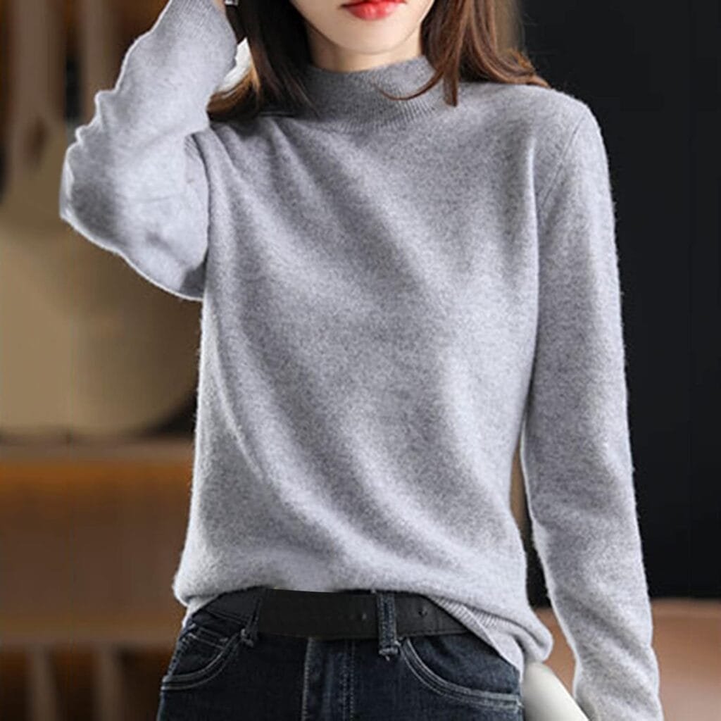 Cashmere Sweaters for Women Mock Neck Comfy Soft Long Sleeve Pullover Sweater Fall Fashion Tops