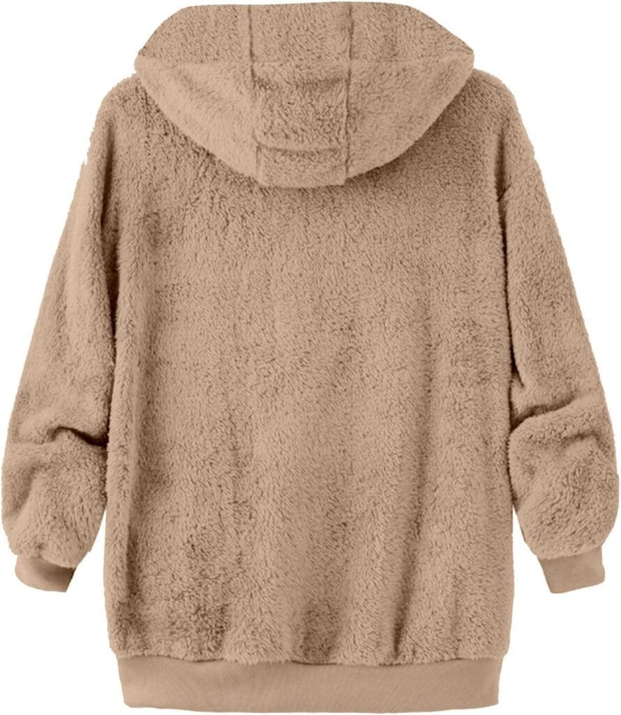 Cbcbtwo Womens Fuzzy Fleece Jacket Oversized Sherpa Fur Coat with Hood Winter Warm Shaggy Teddy Coats Long Sleeve Outwear