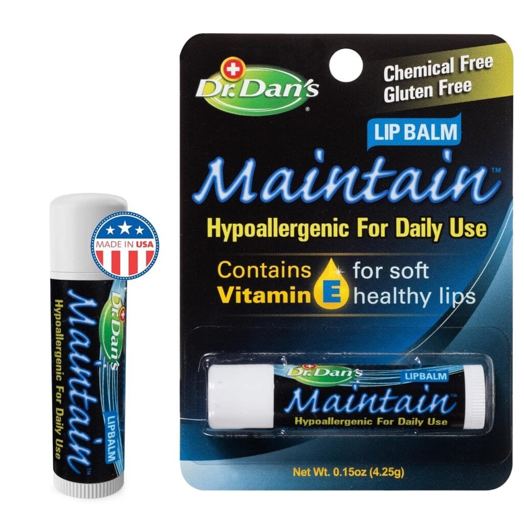 Dr. Dans Maintain Lip Balm - Perfect for Everyday and Cortibalm aftercare, Mild Ingredients  Beeswax, Vitamin E Enriched for Moisturizing Dry Lips, Ensures Smooth, Soft Feel, 3 Pack