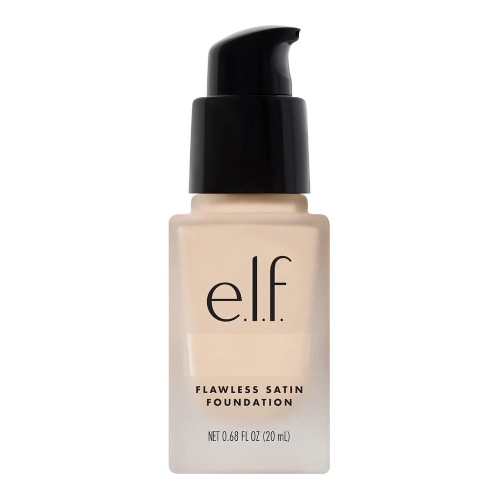 e.l.f. Flawless Satin Foundation, Lightweight  Medium Coverage, Semi-Matte Finish, Vegan  Cruelty-Free, Pearl, 0.68 Fl Oz (20mL)