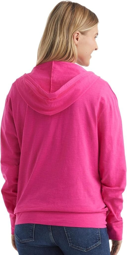 Hanes Women’s Slub Knit Full-Zip Hoodie, Textured Cotton Zip-Up T-Shirt Hoodie for Women