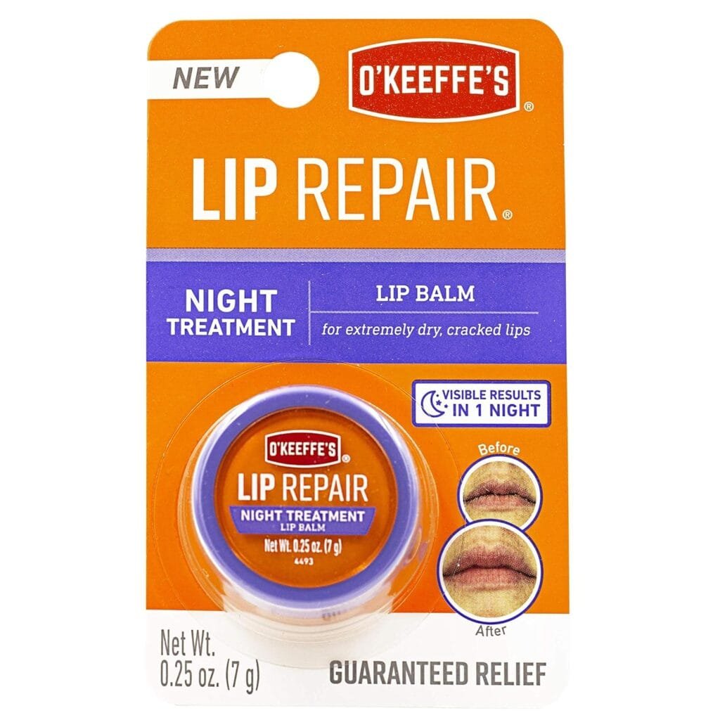 OKeeffes Lip Repair Night Treatment Lip Balm, 0.25 Ounce Jar, (Pack of 1)