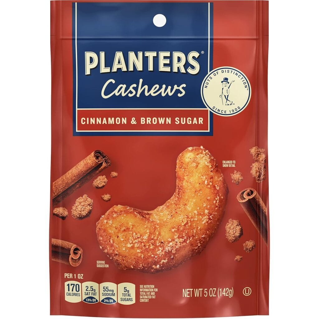 PLANTERS Cashews Cinnamon  Brown Sugar, Party Snacks, 5 Oz Bag