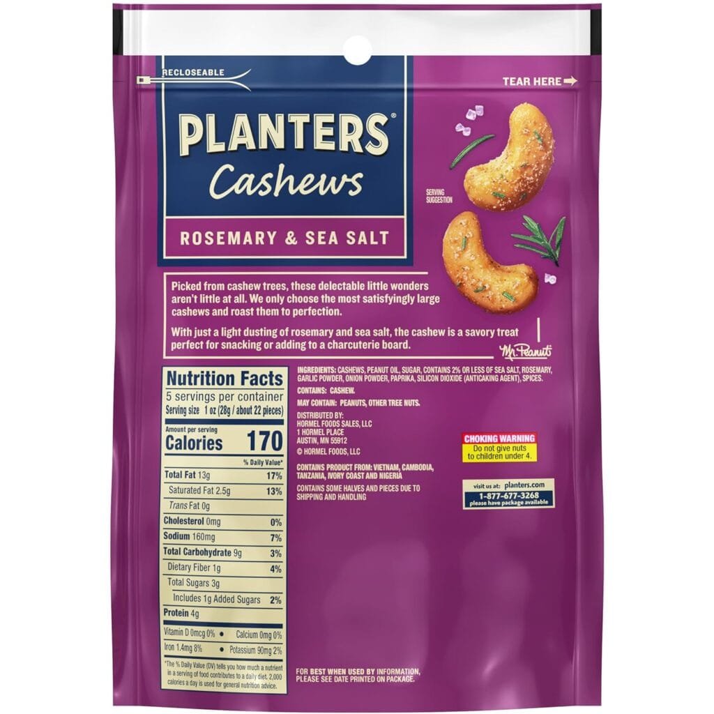 PLANTERS Cashews Cinnamon  Brown Sugar, Party Snacks, 5 Oz Bag