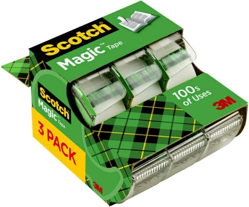 Scotch Magic Tape, 3 Rolls, Numerous Applications, Invisible, Engineered for Repairing, 3/4 x 300 Inches, Dispensered (3105)