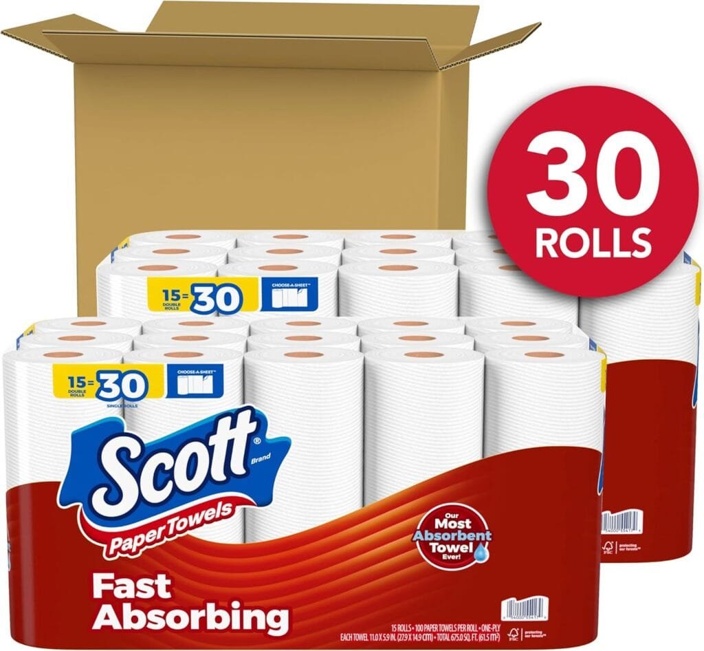 Scott Paper Towels, Choose-A-Sheet, 6 Double Rolls = 12 Regular Rolls (100 Sheets Per Roll)