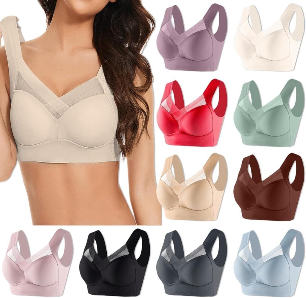 Seamless Sexy Push Up Wireless Bra Plus Size Posture Correcting Bra for Seniors Ice Silk Gathering Bra