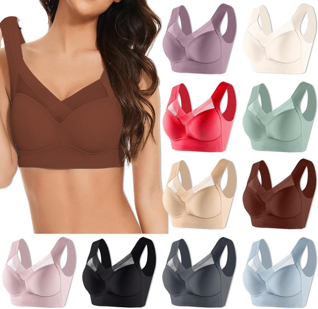 Seamless Sexy Push Up Wireless Bra Plus Size Posture Correcting Bra for Seniors Ice Silk Gathering Bra