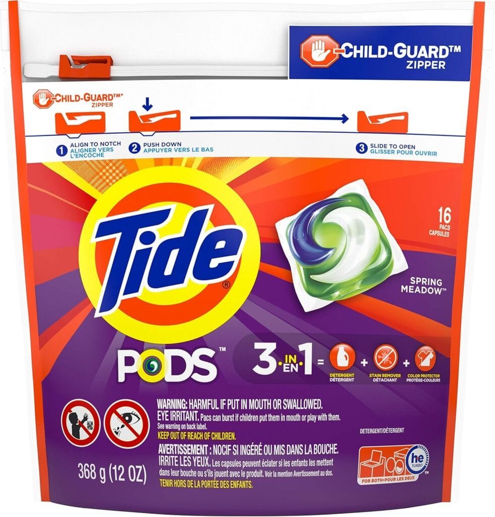 Tide PODS Liquid Laundry Detergent Soap Pacs, Powerful 3-in-1 Clean in One Step, He Compatible, Spring Meadow Scent, 76 Count