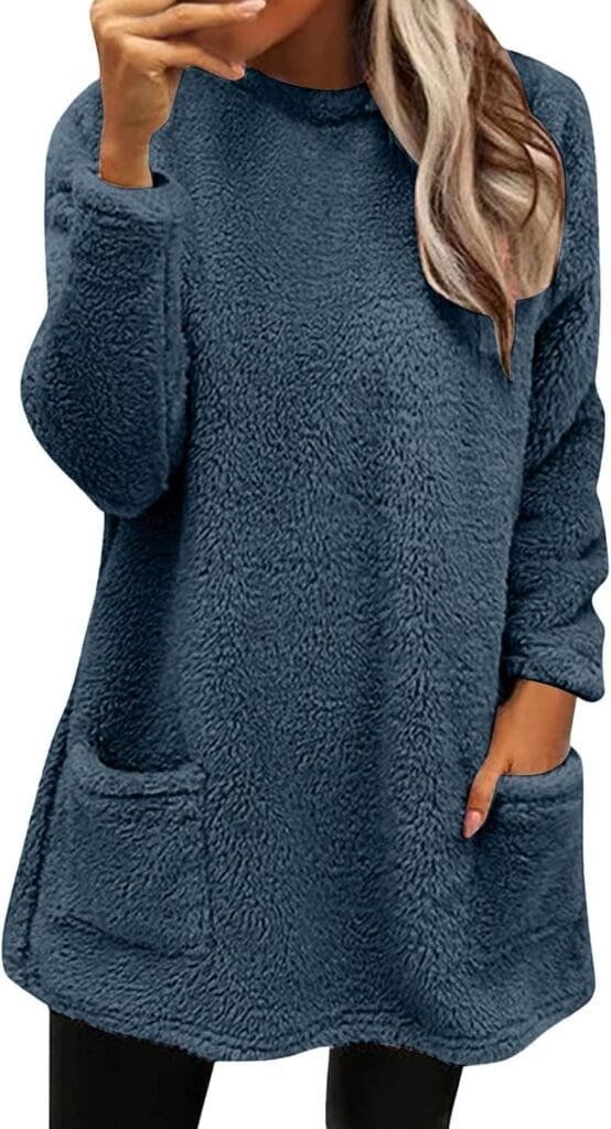 Womens Winter Coats Plus Size Sweaters Cute Tops with Pockets Warm Sweater Tops Trench Pullover Sweaters for Women