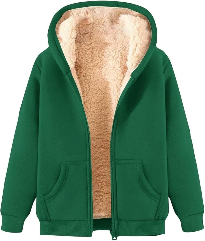 Womens Zip Up Hoodies Casual Oversized Fleece Jacket Trendy Y2K Hoodie Winter Sherpa Jacket Warm Winter Coats Pockets