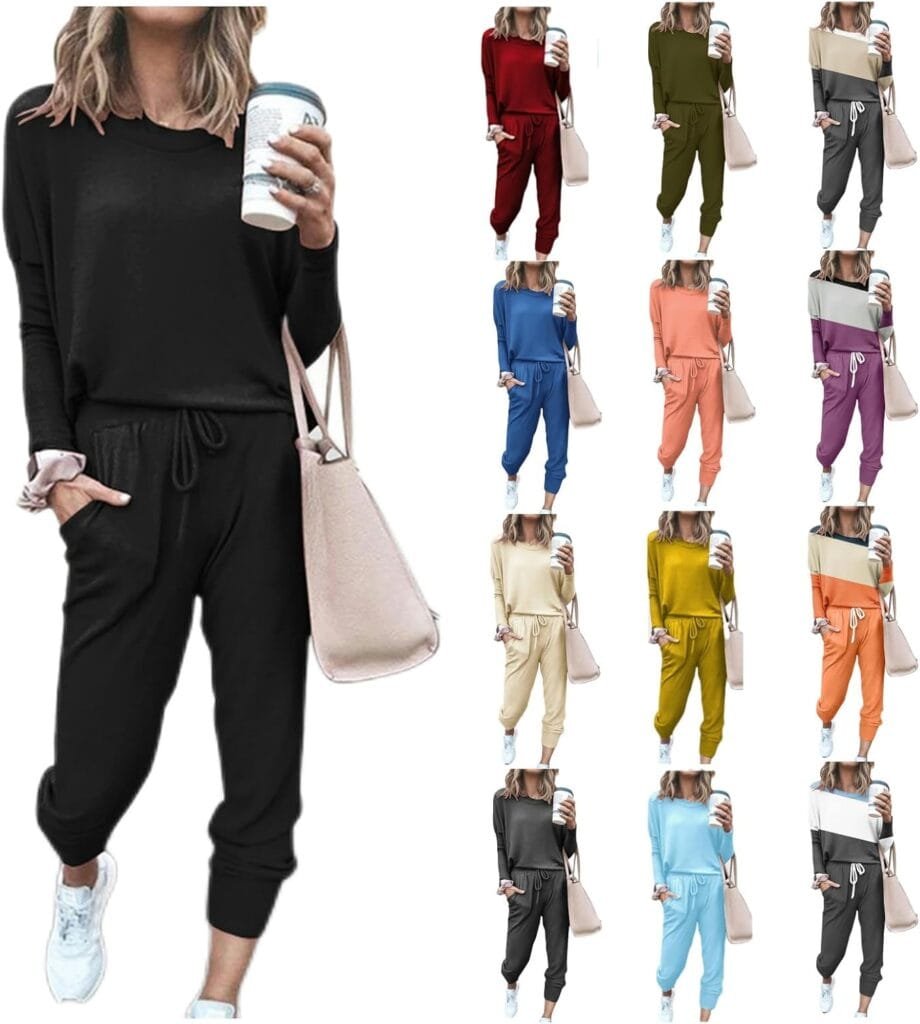 APIVOE Jogger Sets for Women 2 Piece Sweatsuits Casual Long Sleeve Tops and Pants Sets Plus Size Lounge Tracksuit Loungewear