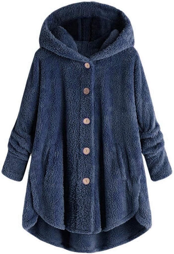 Cardigan Tops Button Coat Plus Jacket Loose Winter Hooded Wool Women Plush Size Womens Coat