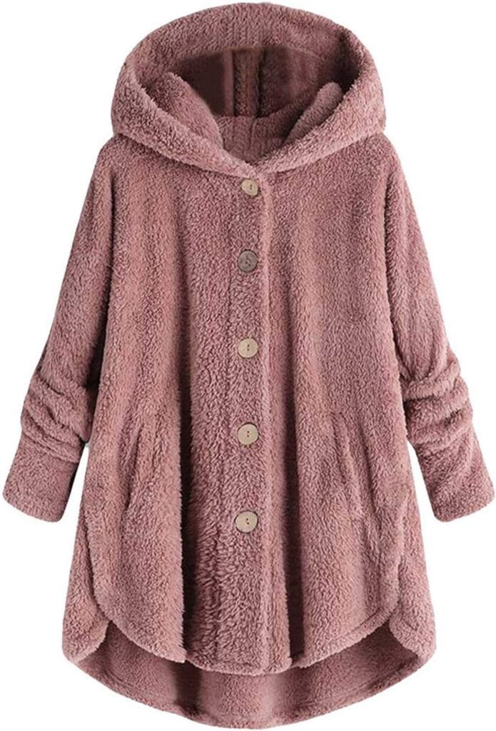 Cardigan Tops Button Coat Plus Jacket Loose Winter Hooded Wool Women Plush Size Womens Coat