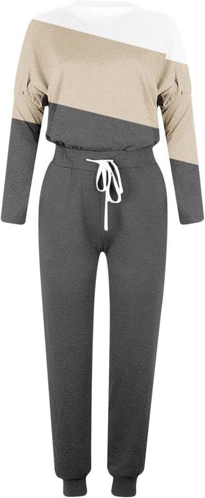 Fall 2 Piece Outfits for Women Casual Sweatsuit Long Sleeve and Pants Lounge Set Jogger Pants Set Athletic Tracksuit