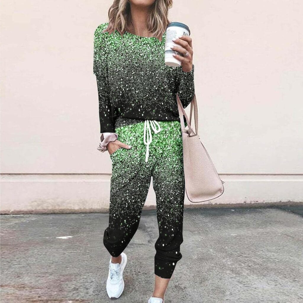 Fall 2 Piece Outfits for Women Casual Sweatsuit Long Sleeve and Pants Lounge Set Jogger Pants Set Athletic Tracksuit