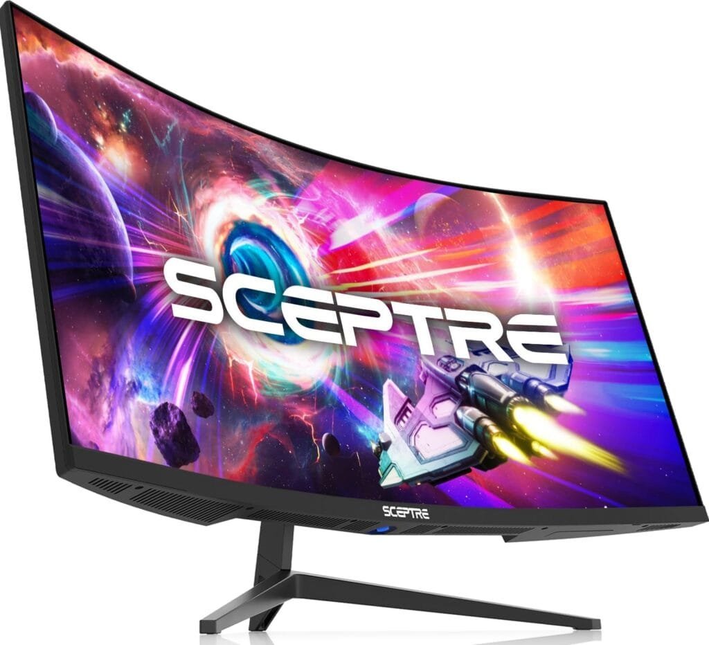 Sceptre Curved 24.5-inch Gaming Monitor up to 240Hz 1080p R1500 1ms DisplayPort x2 HDMI x2 Blue Light Shift Build-in Speakers, Machine Black 2023 (C255B-FWT240)