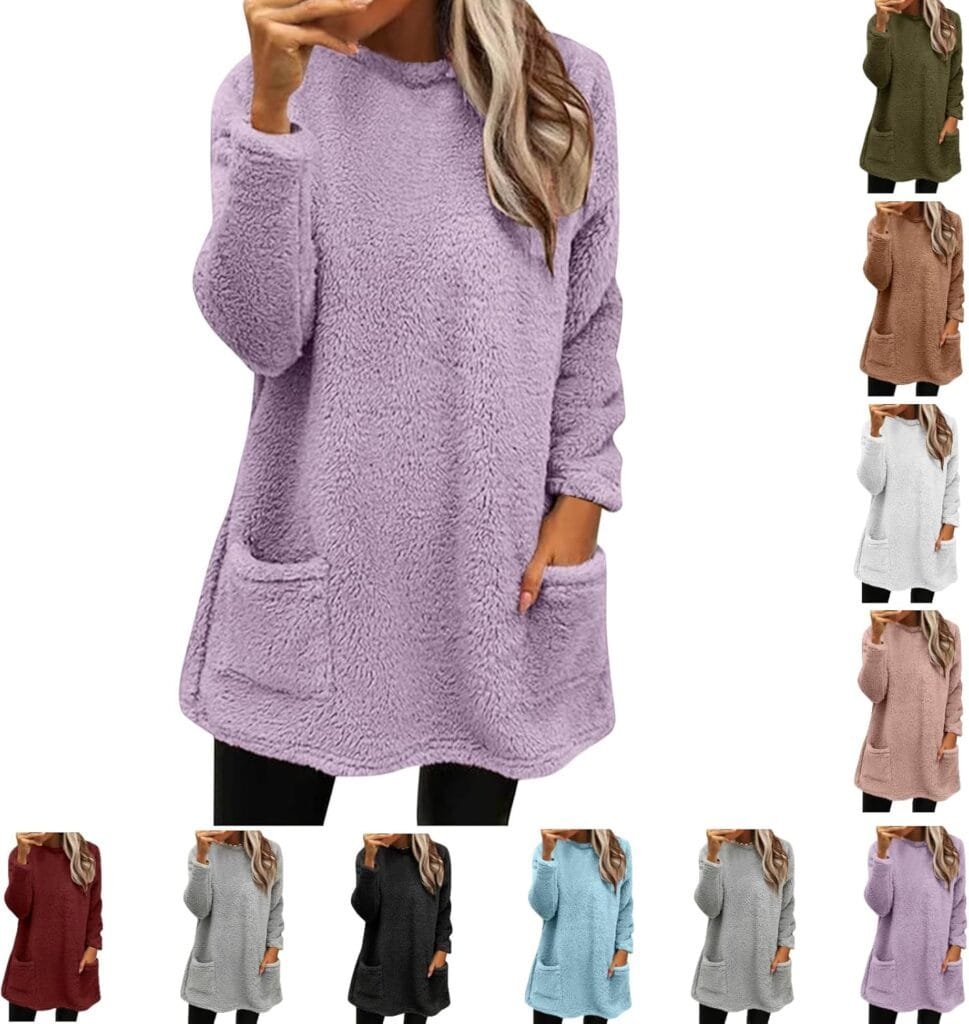 Sweatshirts for Women comfort hoodie for anxiety Long Sleeve Winter Shirts Round Neck Casual Warm Cute Long Tops