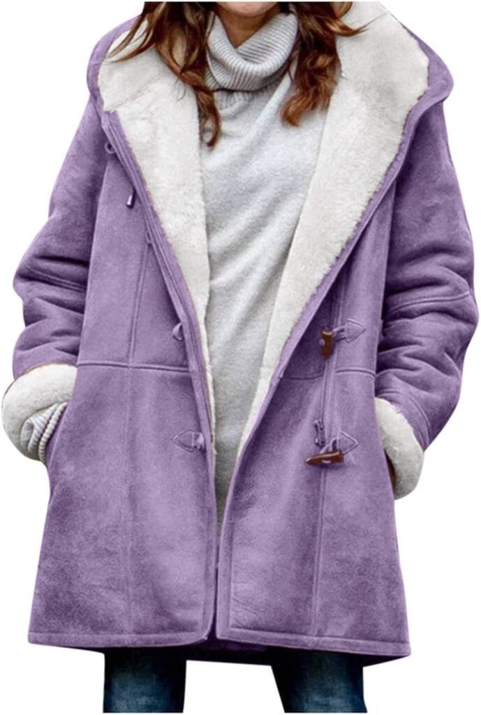 Winter Coats for Women 2024 Warm Plus Size Fleece Lined Jackets Button Down Sherpa Fur Hooded Parka Peacoat Outerwear